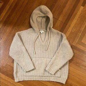 Aerie Beige Knit Hooded Sweater